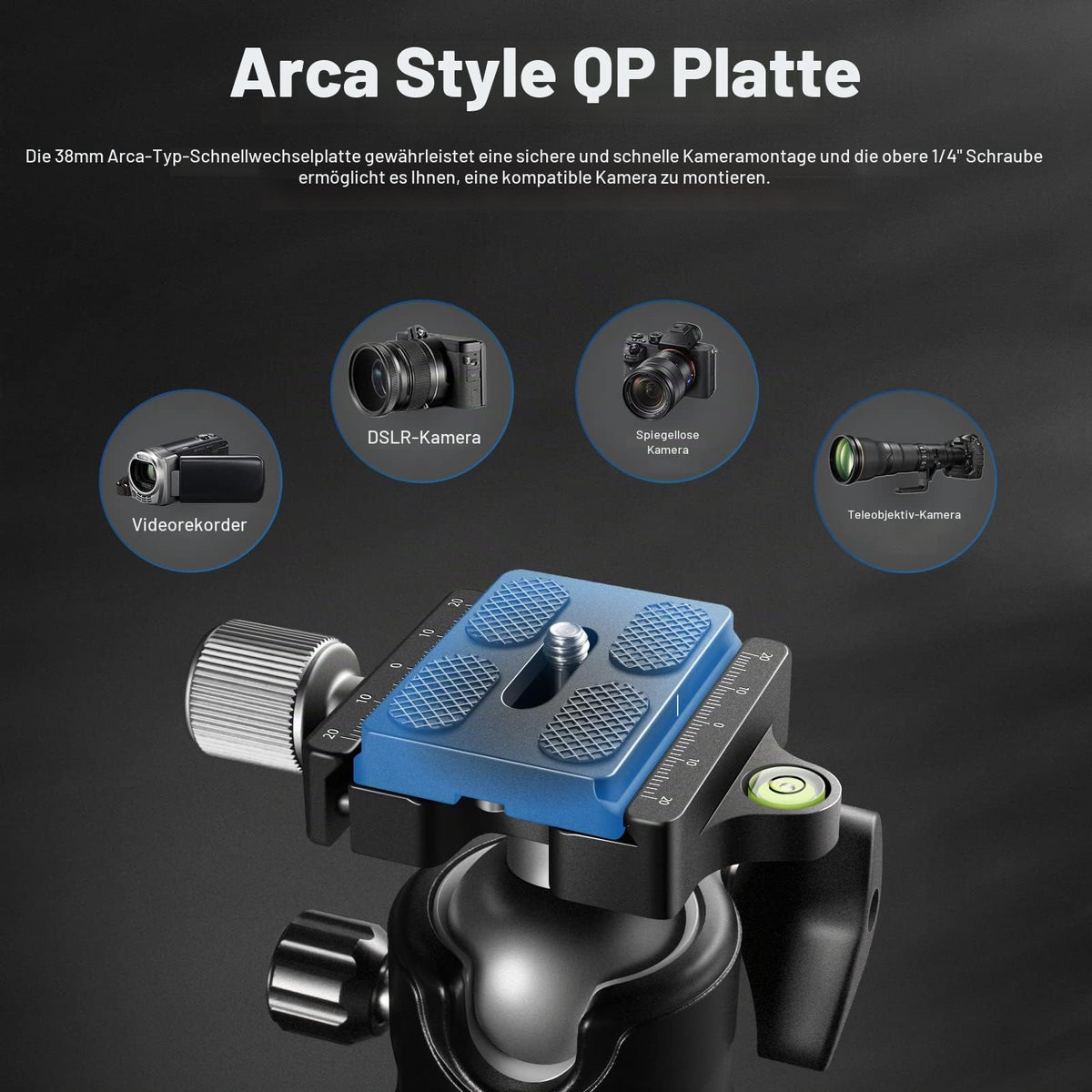 NEEWER Cap de bilă cu profil redus pentru trepied, 36mm metal panoramic, GM36 - GM36/36mm