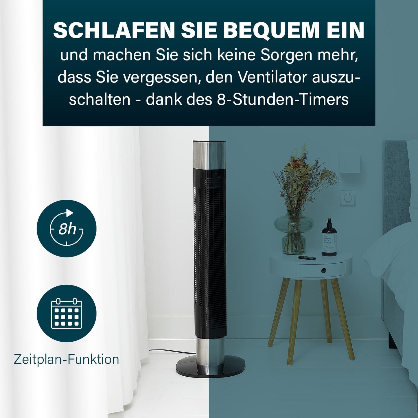 Princess Low-noise tower fan - height 103 cm - 3 modes & 3 speeds - oscillation - controllable via app - 01.358275.01.001