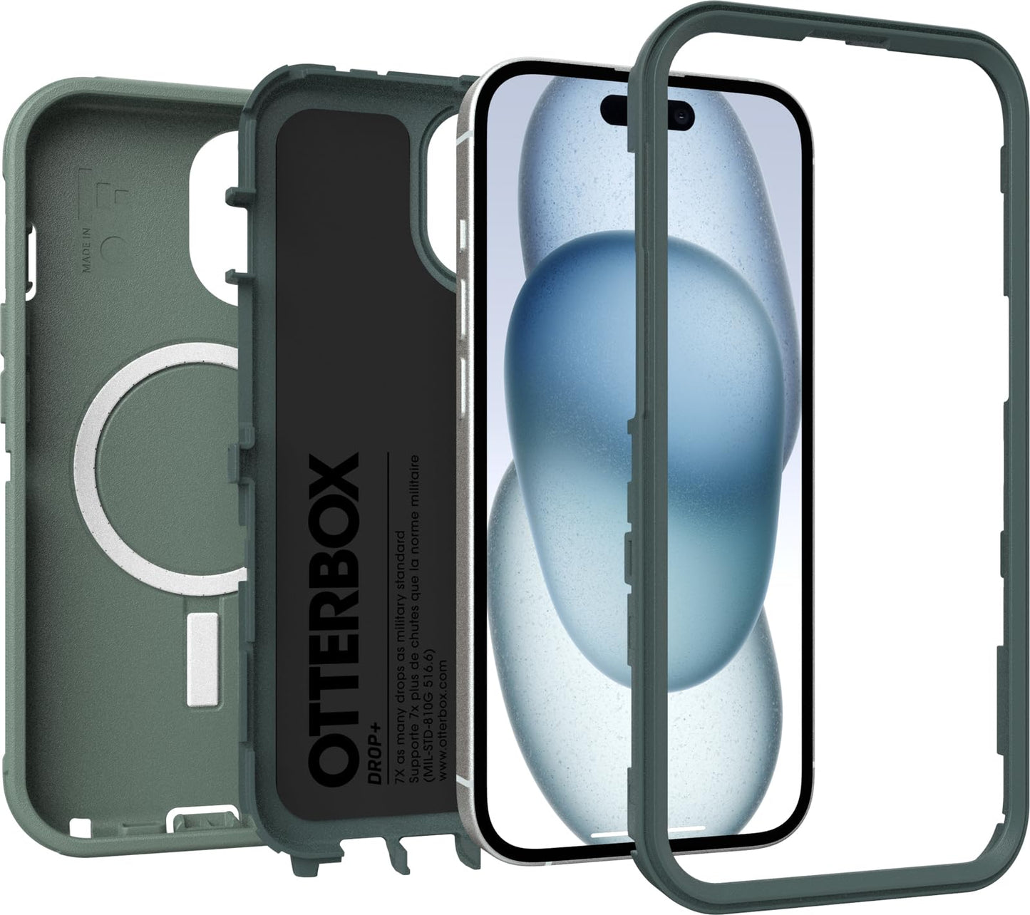 OtterBox Defender Series MagSafe Case for iPhone 17e, 16e, 15, 14, 13, Shockproof, Drop Proof, Ultra Heavy Duty Protective Case, 7X Military Grade Tested, Green - 77-97536
