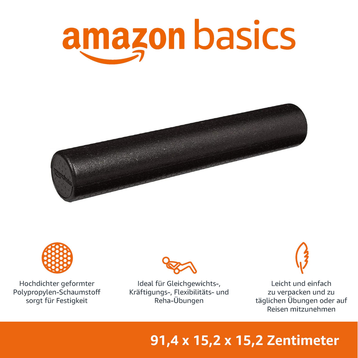 Amazon Basics Pilates Roller Foam Blue, High Density - EPPBK-36-1