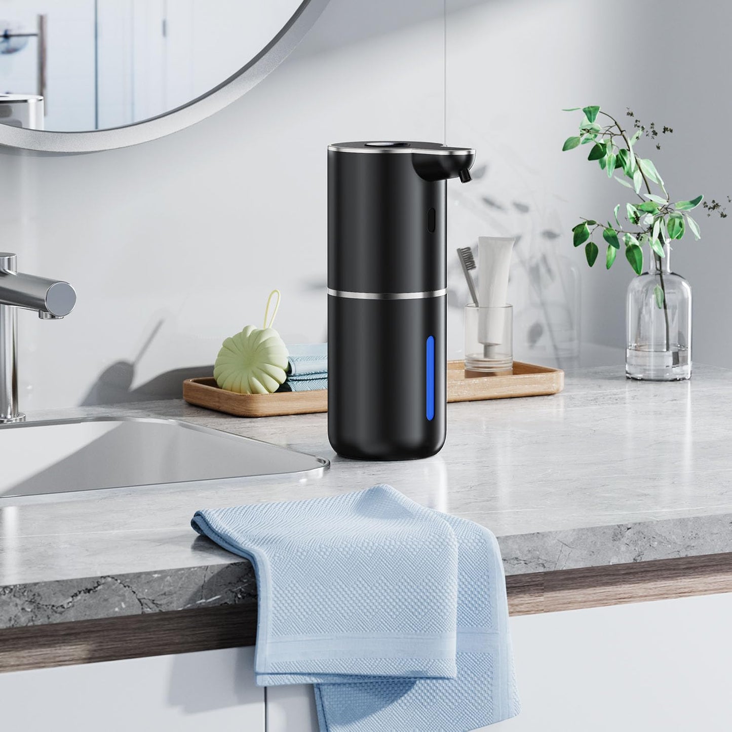 Soap dispenser automatic with digital display, 380 ml electric soap dispenser with sensor, wall mounting, contactless, USB rechargeable IPX5 waterproof for bathroom, kitchen - P18