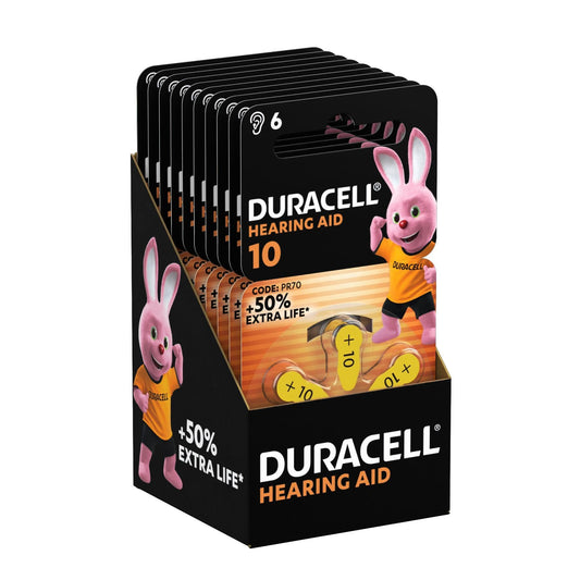 Duracell hearing aid batteries type 10 (pack of 60) - 5008343