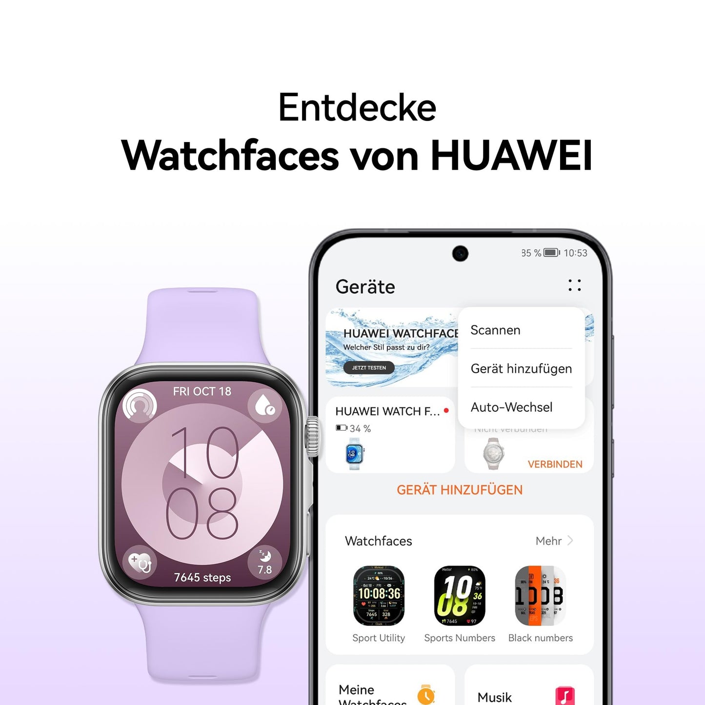 HUAWEI Watch FIT 4 Smartwatch + FreeBuds SE 2 Black, GPS, Fitness Tracker with Sleep Tracking, Health Management, 2000 Nits, Up to 10 Days Battery Life, Compatible with Android & iOS, Purple