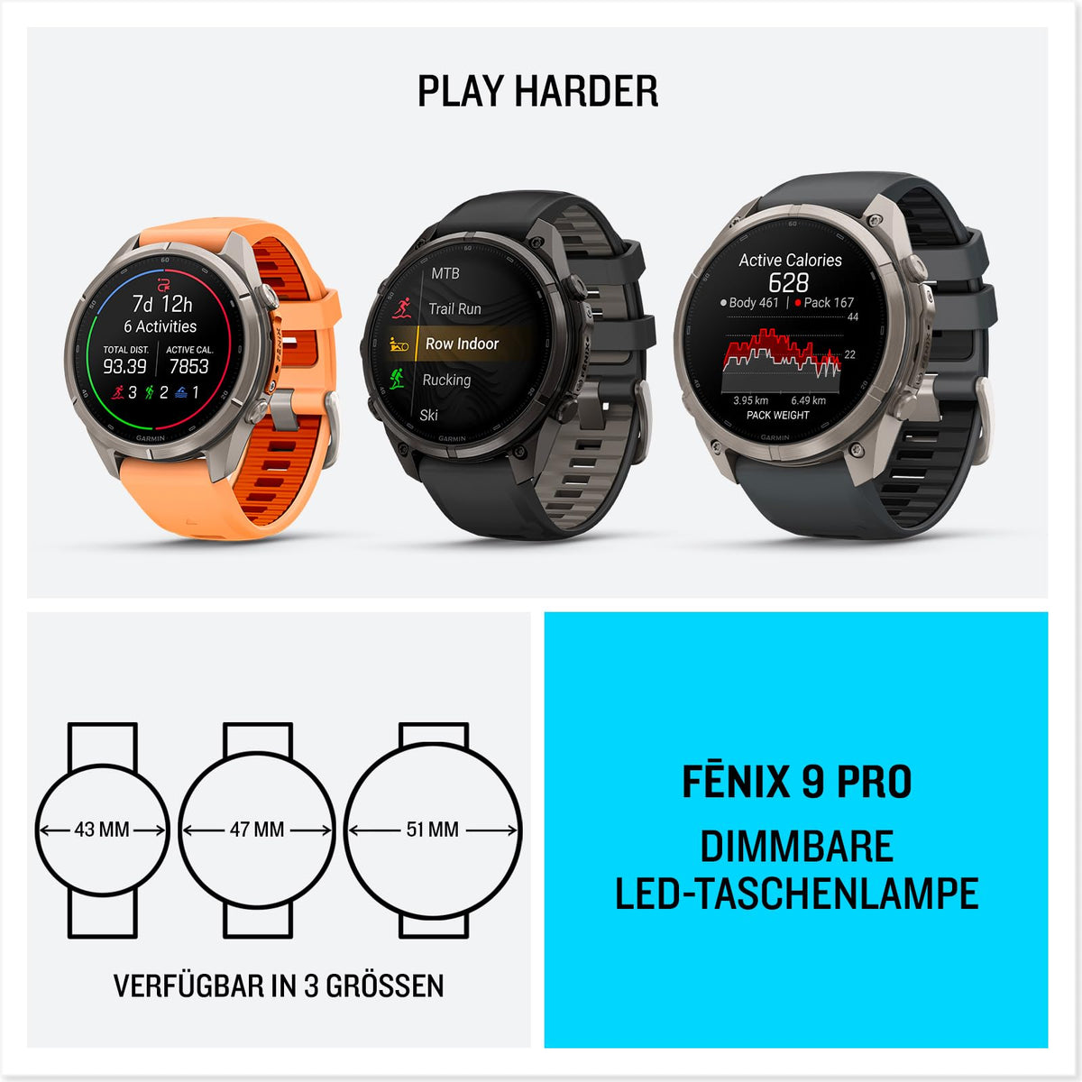 Garmin Fenix 9 Pro, 51 mm, GPS-Multisport-Smartwatch, Titan - 010-04337-26