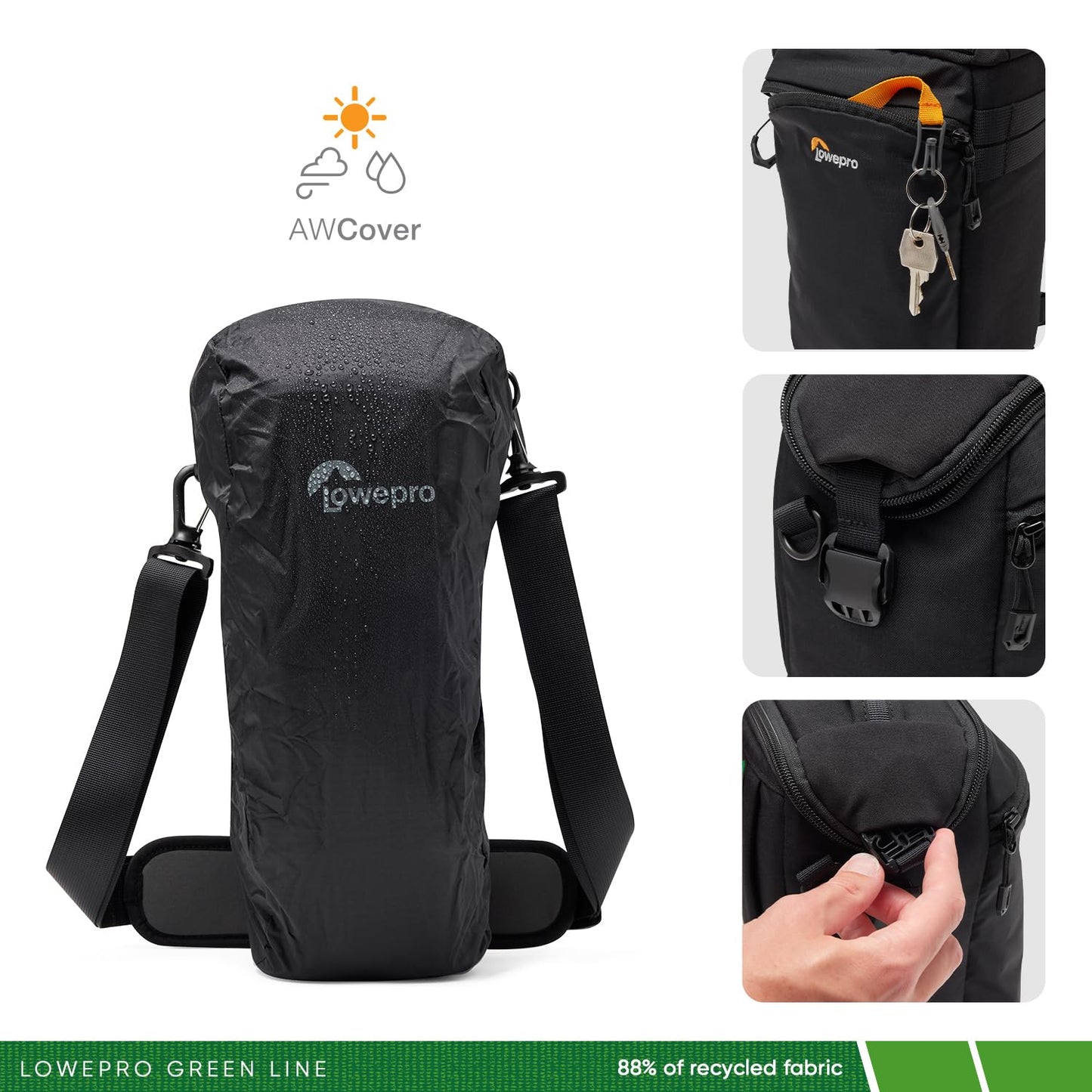 Lowepro ProTactic TLZ 75 Slim AW III toploader camera bag for mirrorless DSLR, volume: 4.5 l, dimensions: 37x10.5x14 cm, for cameras with attached lens, mod. Shoulder bag, for photographers/videographers - LP37497-PWW