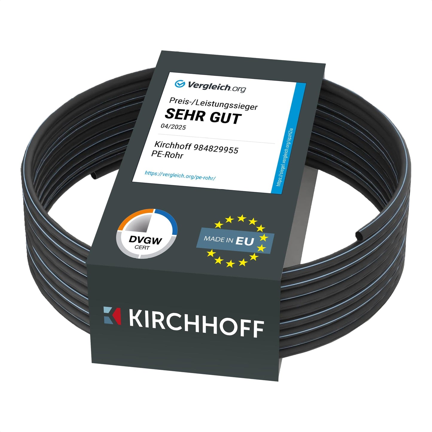 Kirchhoff water pipe for garden irrigation 32 mm x 50 m | PE pipe for sprinkler system | Installation pipe HDPE | DVGW | Drinking water pipe | Made in EU - 984829955