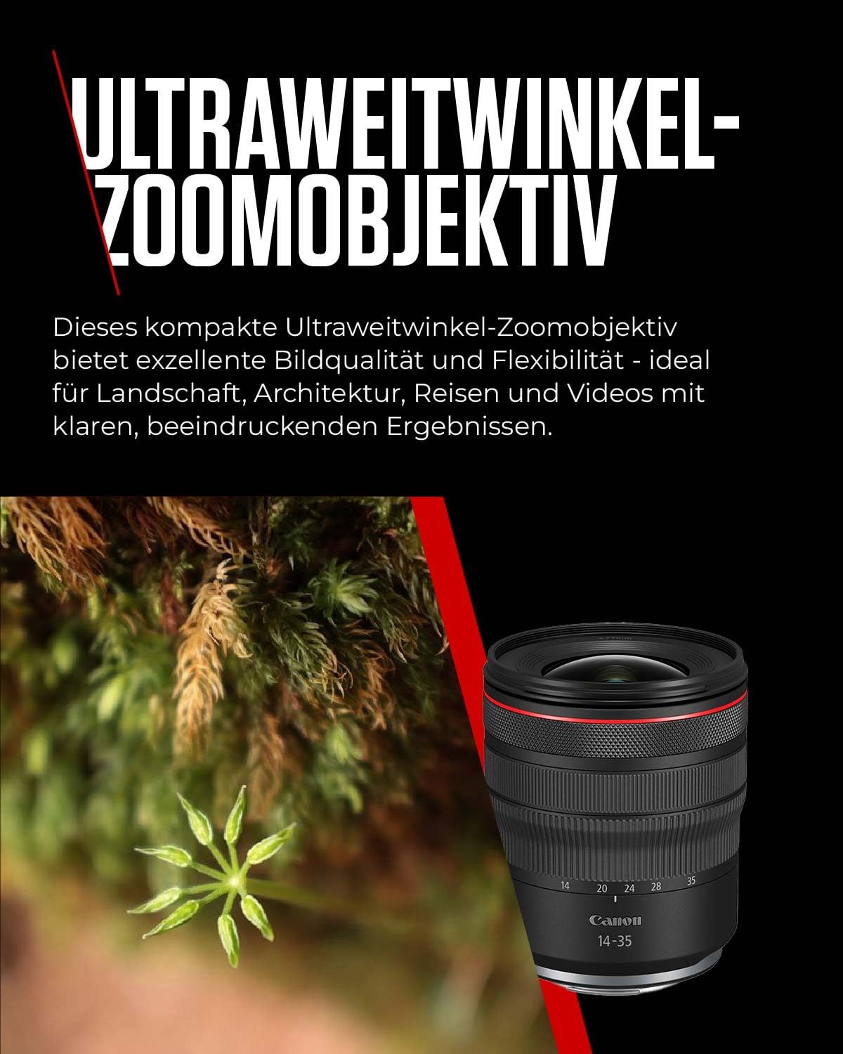 Canon RF Obiectiv 14-35mm F4L IS USM – Zoom ultra-angular cu stabilizator de imagine cu 5 trepte pentru peisaje și arhitectură | Compatibil cu sistemul EOS R - 4857C005AA