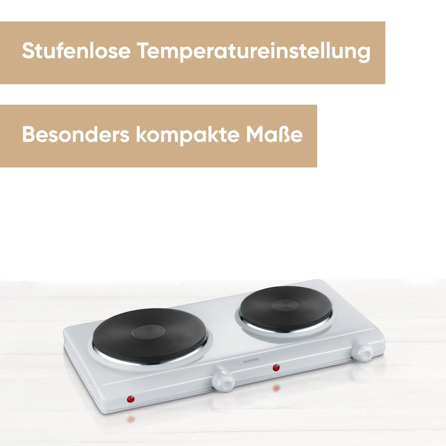 Severin double hotplate for kitchen, office or camping, small hotplate with stepless temperature adjustment, camping stove for two pots, 2,500 W, silver, DK 1042 - S71042