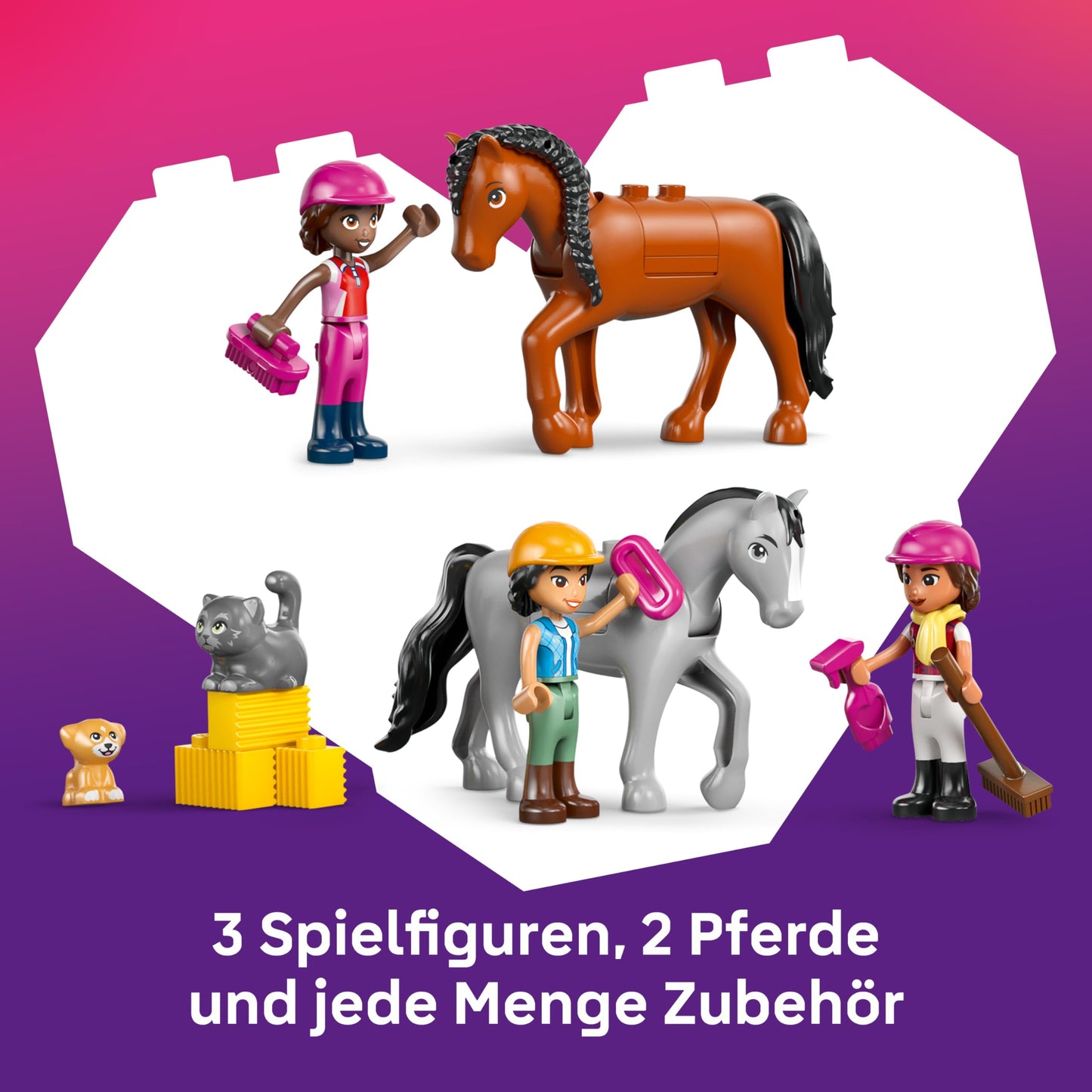 LEGO Friends horse stable and riding school - learning playset with 3 mini dolls, 2 horse figures, a puppy and care accessories - birthday gift for girls aged 7 and over - 42688