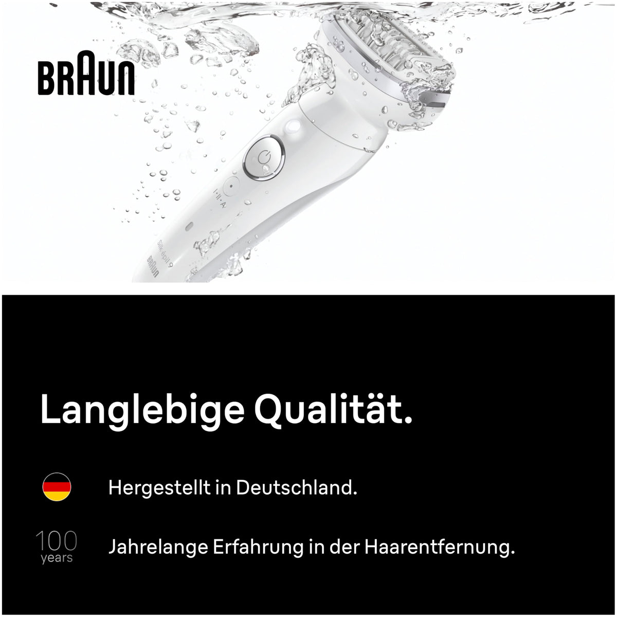 Braun Epilierer Damen Silk·épil 9, Ladyshaver, Rezistent la apă, 9-041, Argintiu - SES9-041