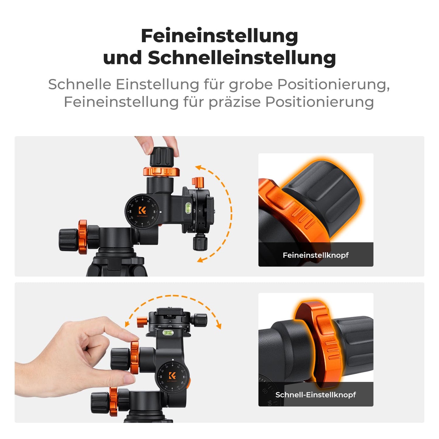 K&F CONCEPT 3-way tilt tripod head with panoramic clamp - GD-3W