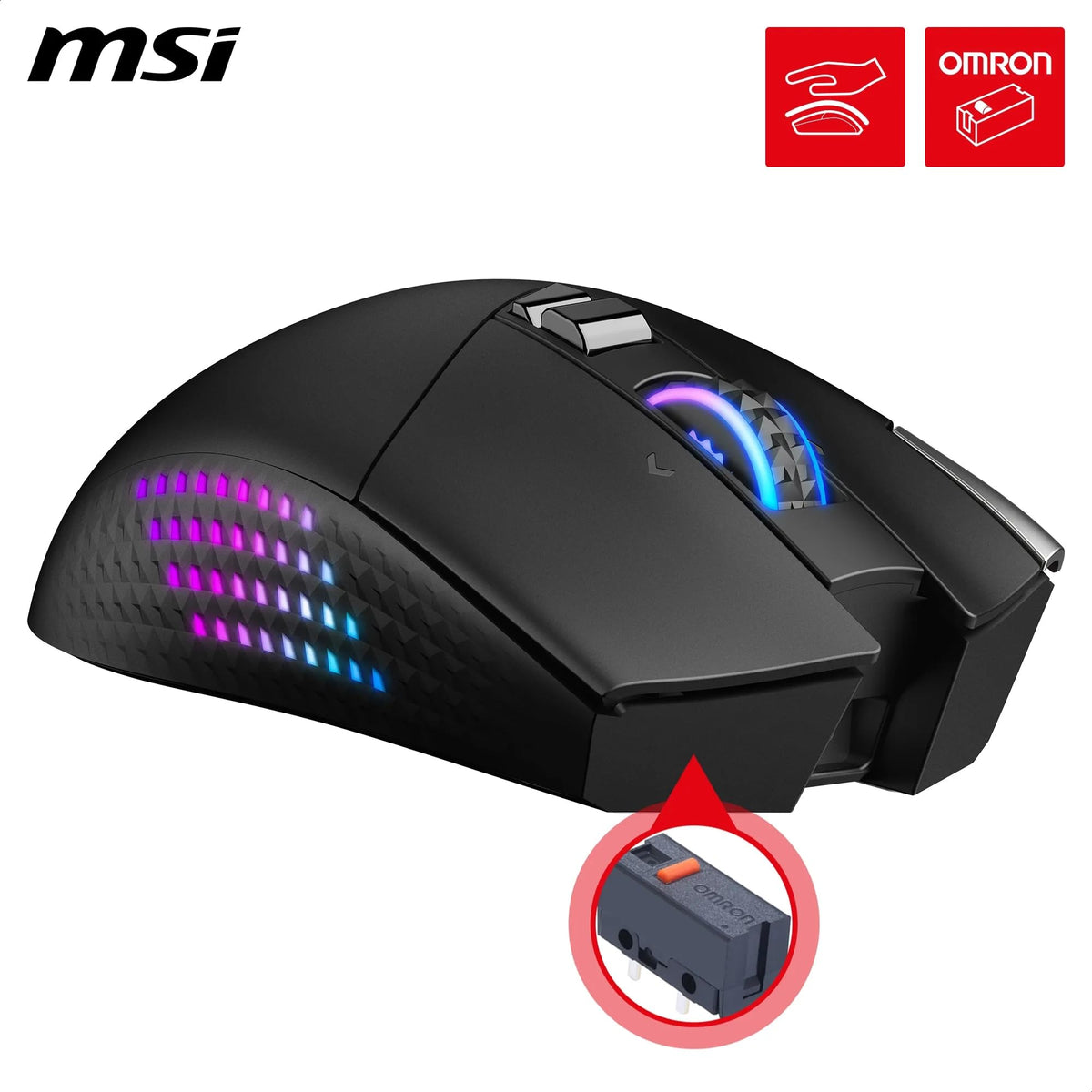 MSI Versa PRO Wireless + Mouse Dock PRO Gaming Mouse – Charging Station, 26000 DPI optical sensor, designed for right-handed users, 70 million clicks, 80 hours battery life, 97 g – wired/wireless - S12-4301370-CLA