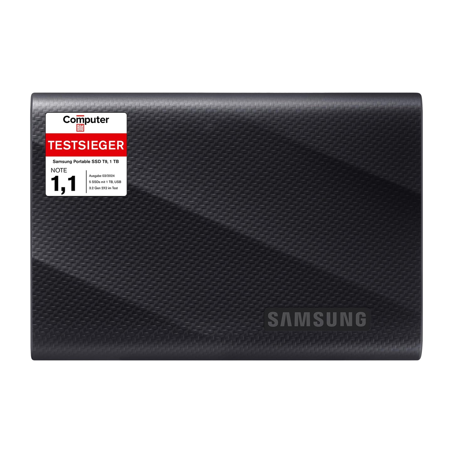 Samsung Portable SSD T9, 1 TB, 2,000 MB/s read, 2,000 MB/s write, USB 3.2 Gen.2x2, external hard drive for professional users, compatible with Mac, PC, smartphone and 12K cameras, MU-PG1T0B/EU