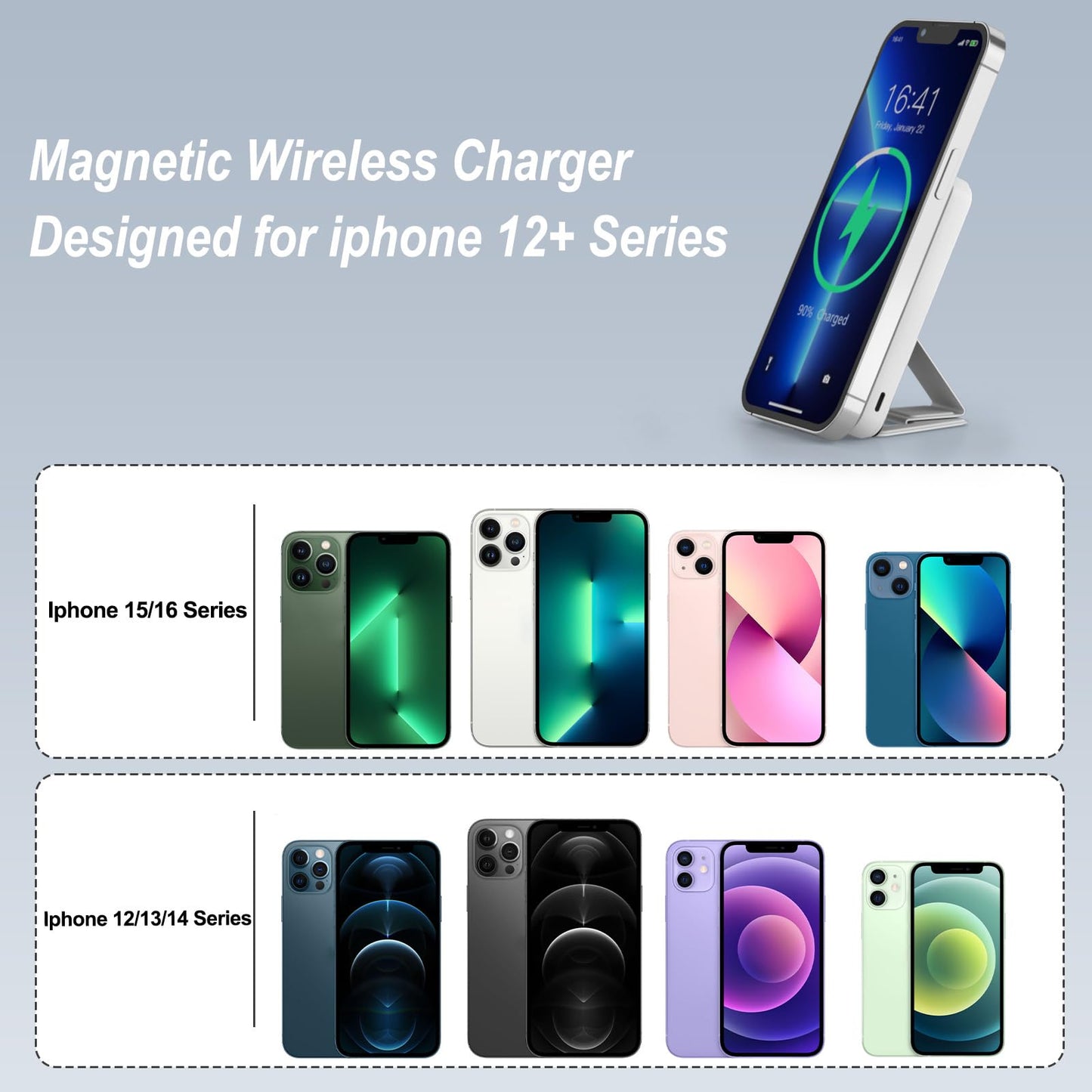 AOGUERBE Wireless Power Bank, 10,000mAh Foldable Magnetic Power Bank PD 22.5W Fast Charging with LED Display, Compatible with MagSafe for iPhone 17/16/15/14/13/12/Pro/Pro Max Series. (milk white) - KT-D009