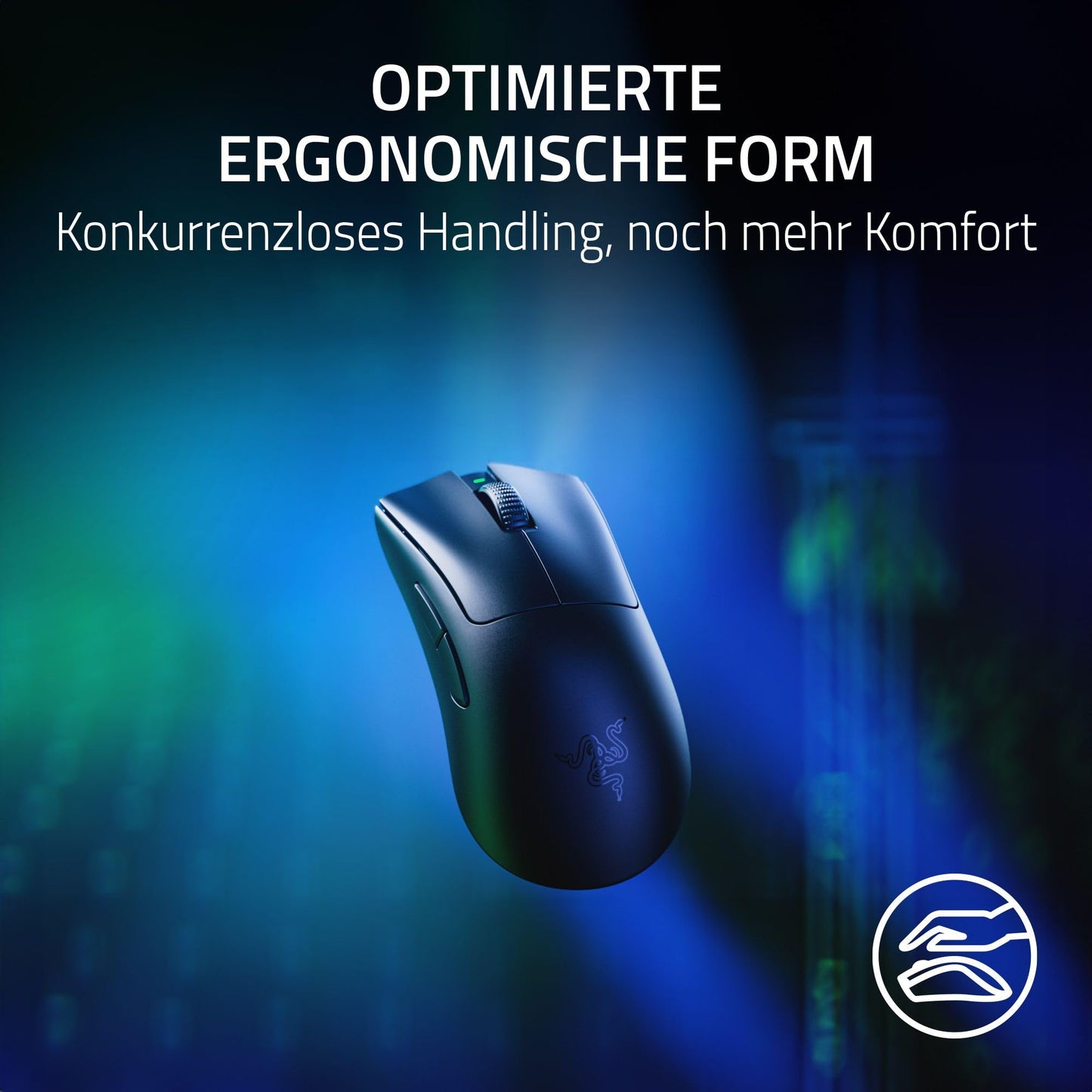 Razer DeathAdder V3 Pro + HyperPolling Wireless Adapter - Ultra light e-sports mouse with true 8K Hz wireless sampling rate (63 g, Optical Focus Pro 30K, Optical Switches 3rd Gen) Black - RZ01-04630300-R3WL