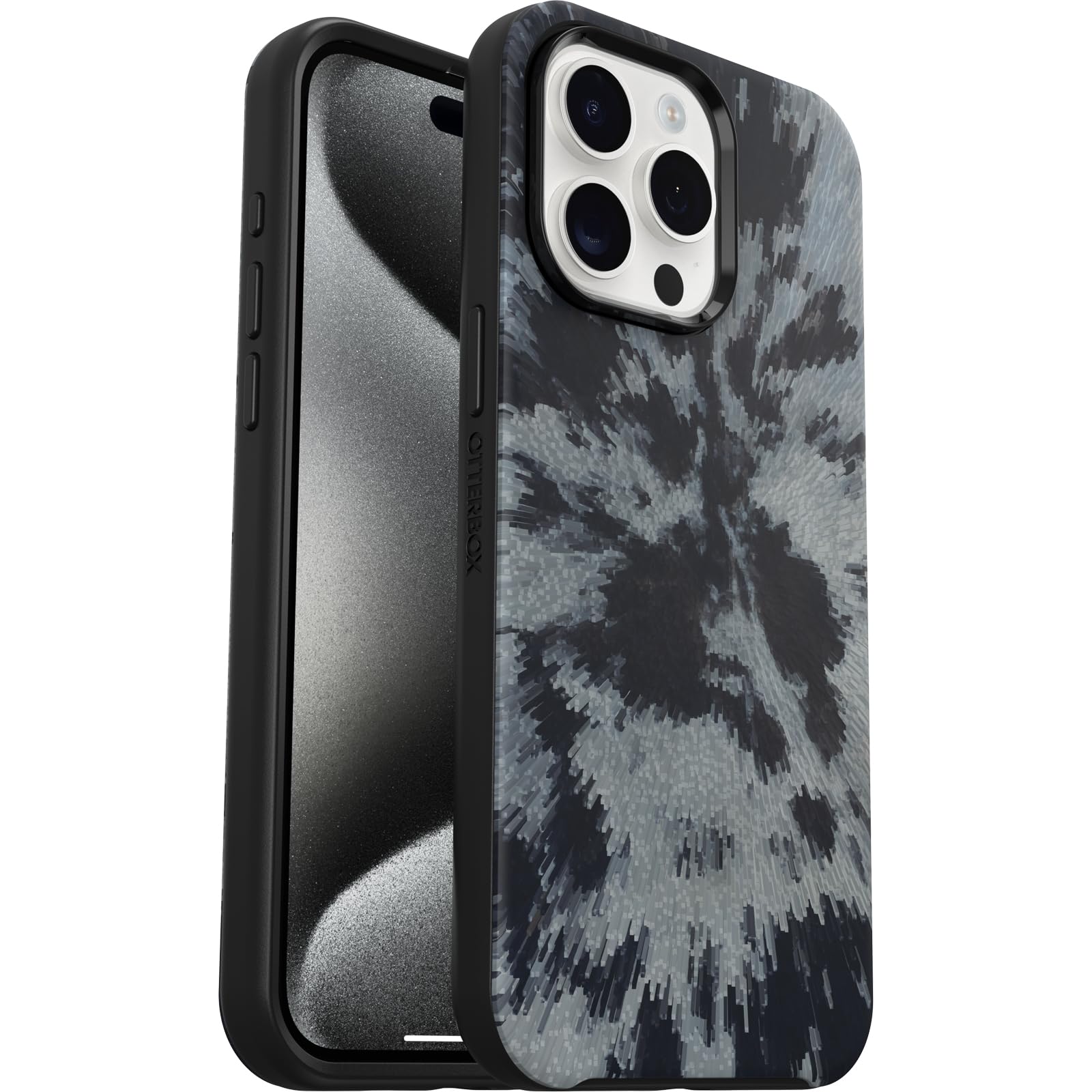 OtterBox Symmetry for MagSafe Case for iPhone 15 Pro Max, Shockproof Drop Proof Protective Slim Case, 3X Military Grade Tested, Black/Grey - 77-93389