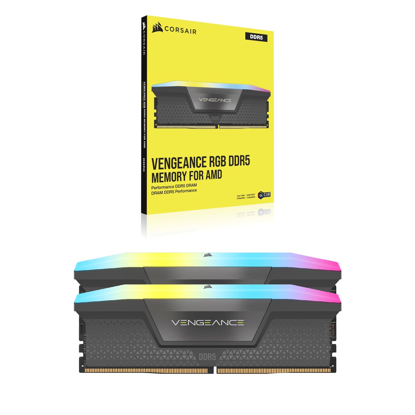 CORSAIR VENGEANCE RGB DDR5 RAM 32GB (2x16GB) Up to 6000MHz CL36-44-44-96 1.35V AMD EXPO Intel XMP 3.0 Desktop Memory - Gray (CMH32GX5M2E6000Z36)