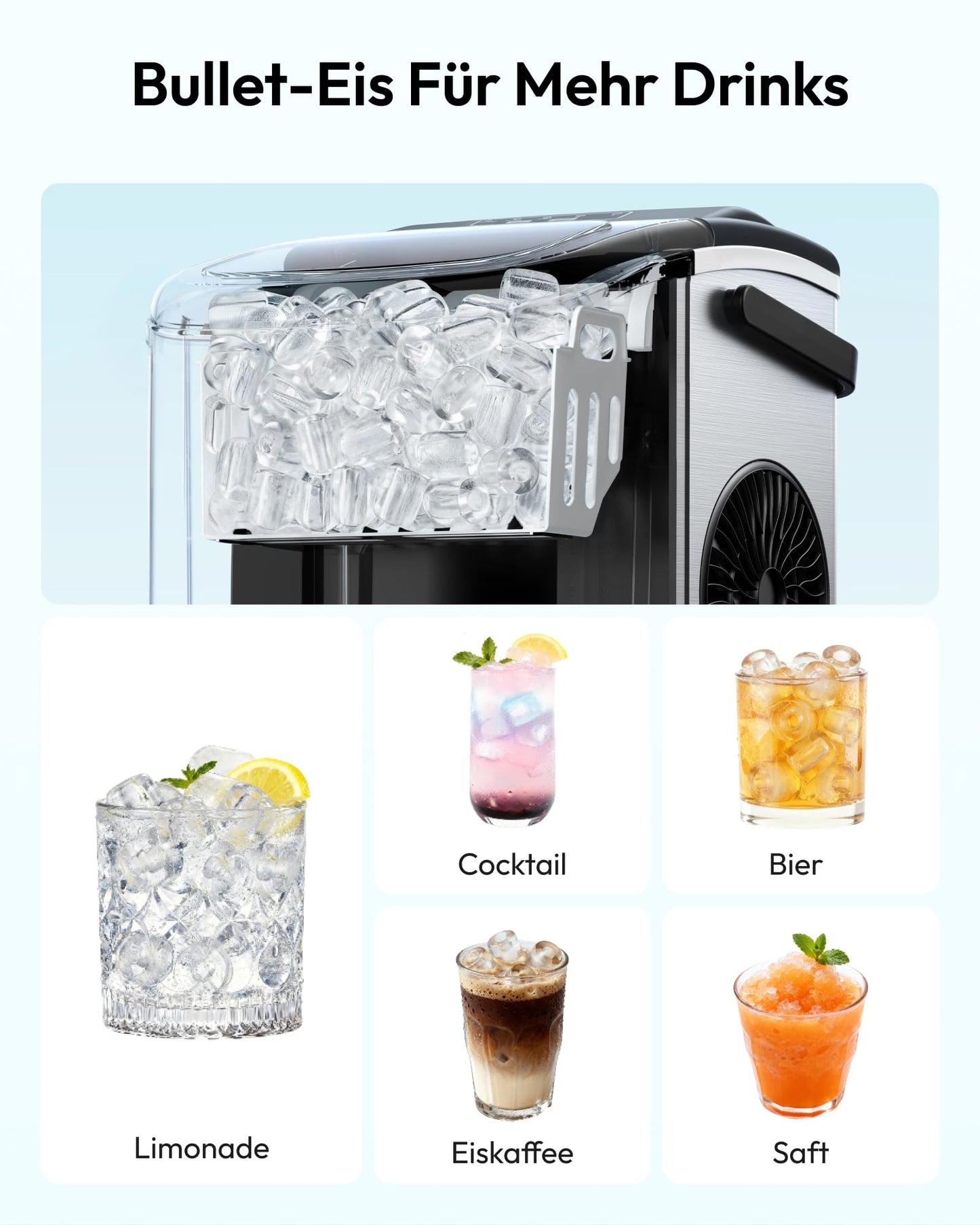 EUHOMY Ice Cube Machine Small, 9 Ice Cubes in 6 Minutes, 12 kg/24H, Ice Cube Machine Stainless Steel with Portable Handle, Self-Cleaning Compact Ice Cube Machine for Home/Kitchen/Office/Bar - B0CTMH479C