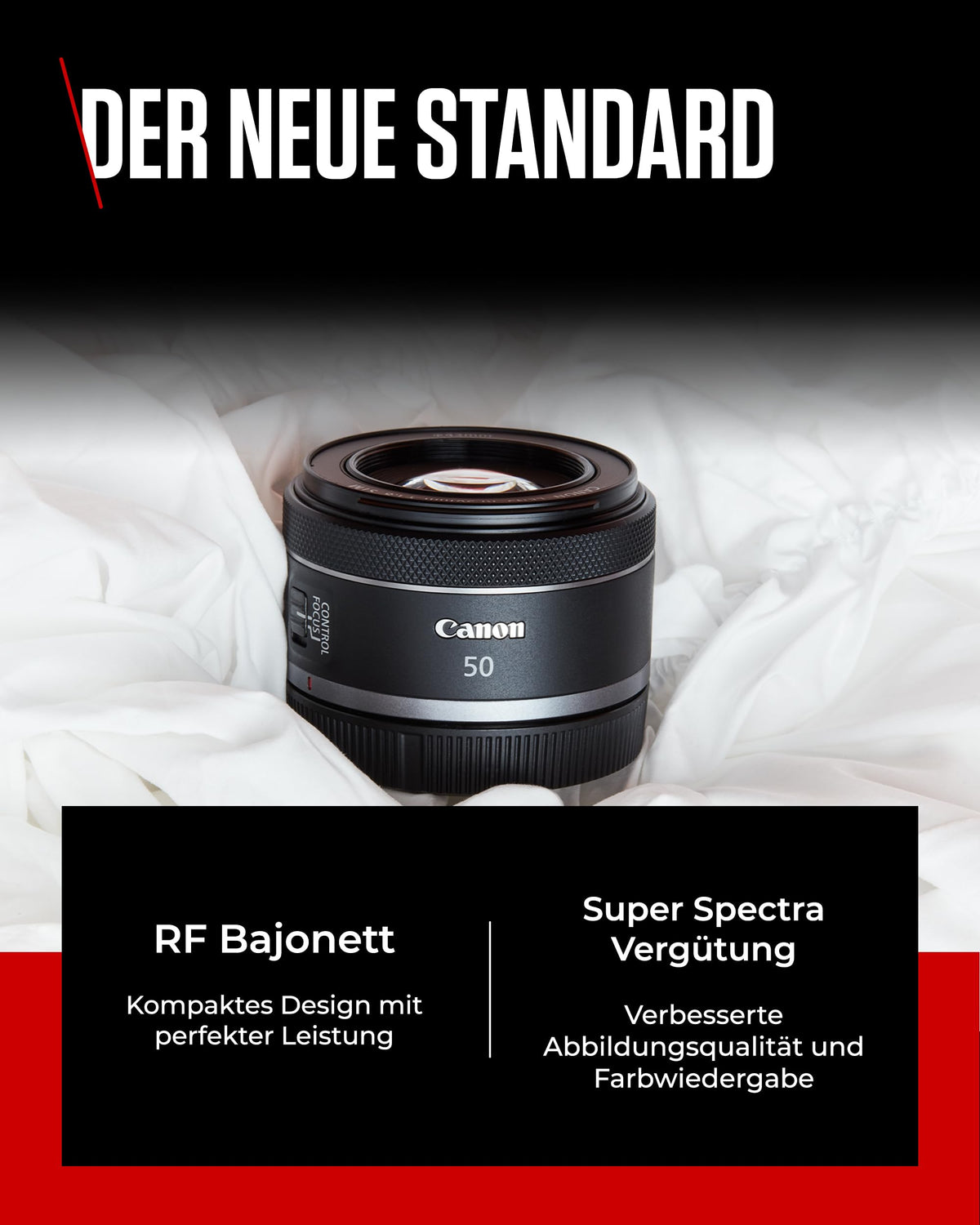 Canon RF 50 mm F1.8 STM Lens, Compact and Lightweight, High Aperture of 1:1.8, Compatible with All Canon EOS R Series Cameras, Black - 4515C005