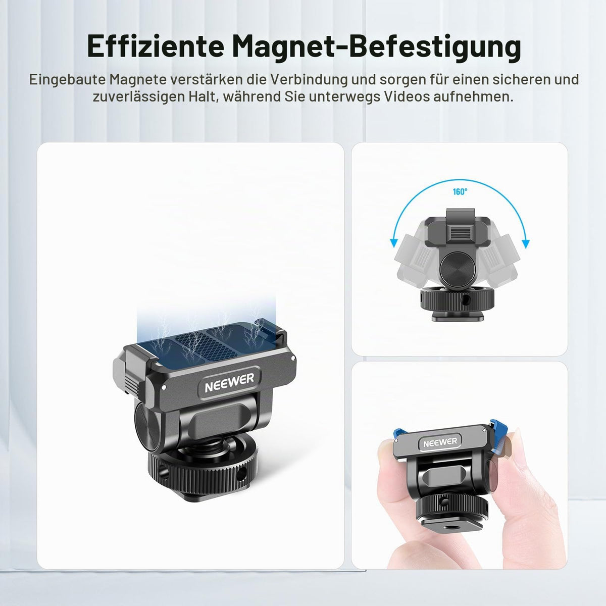 NEEWER Action Camera Cage Set, Compatible with DJI Osmo Action 5 Pro 4 3 DJI Mic, Protective Frame Accessories with Quick Release Cold Shoe Mount and Magnetic Mount Adapter, AC011+AC012+AC014
