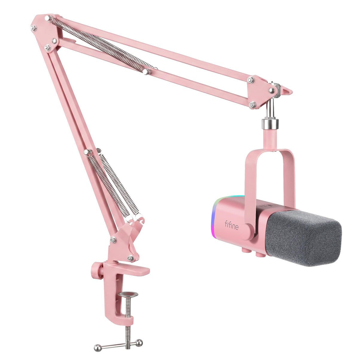 Microfon de streaming FIFINE XLR cu braț pentru Podcast Studio, Microfon dinamic USB pentru jocuri PC cu buton Mute, pentru plăci de sunet pentru mixer PS4/5 Mac - Rose - MI37