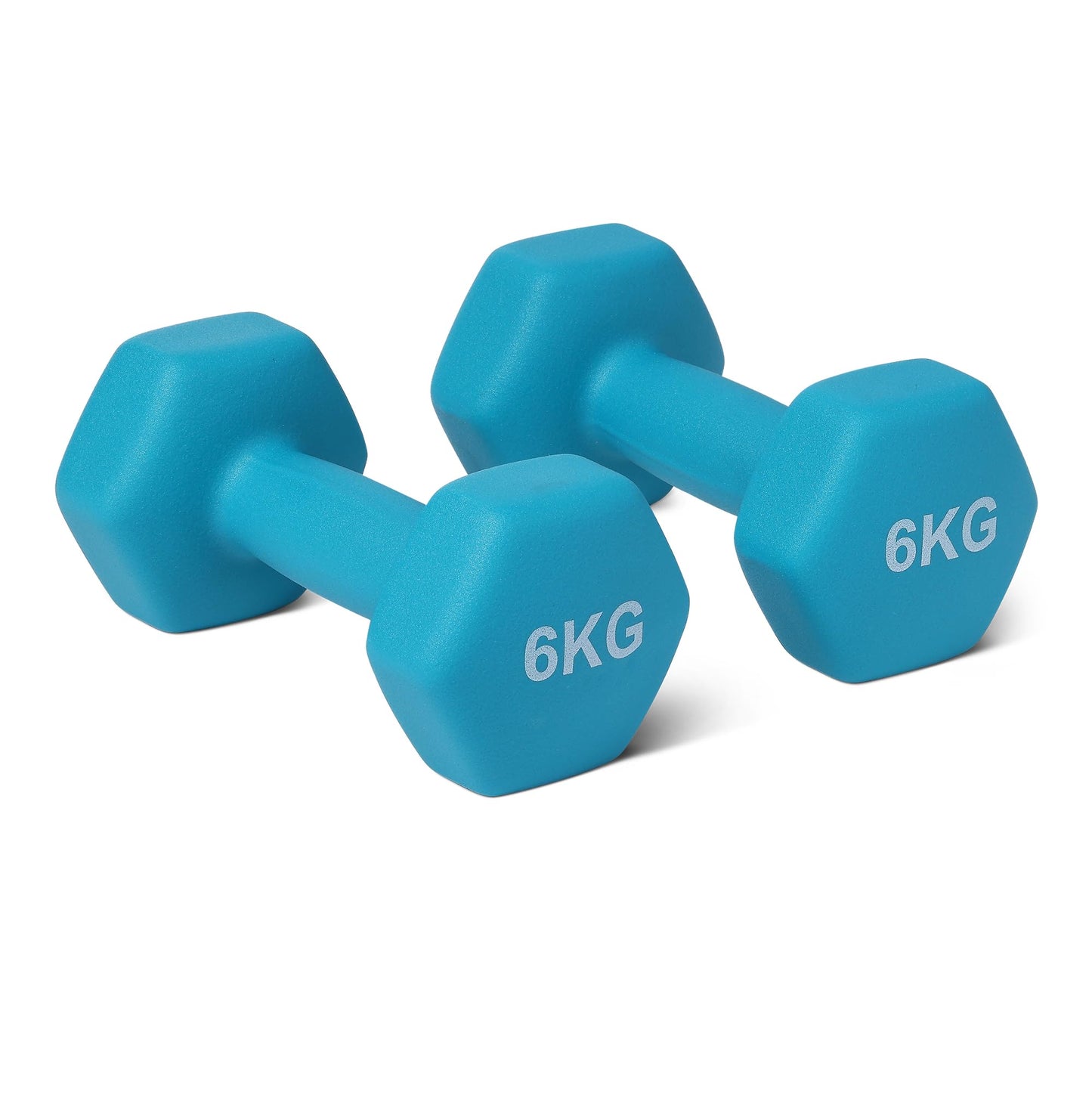 Amazon Basics Neoprene Dumbbells Weights, Dumbbell Set, Set of 2, 6kg, Hexagonal, for Strength Training and Fitness Classes - GND006