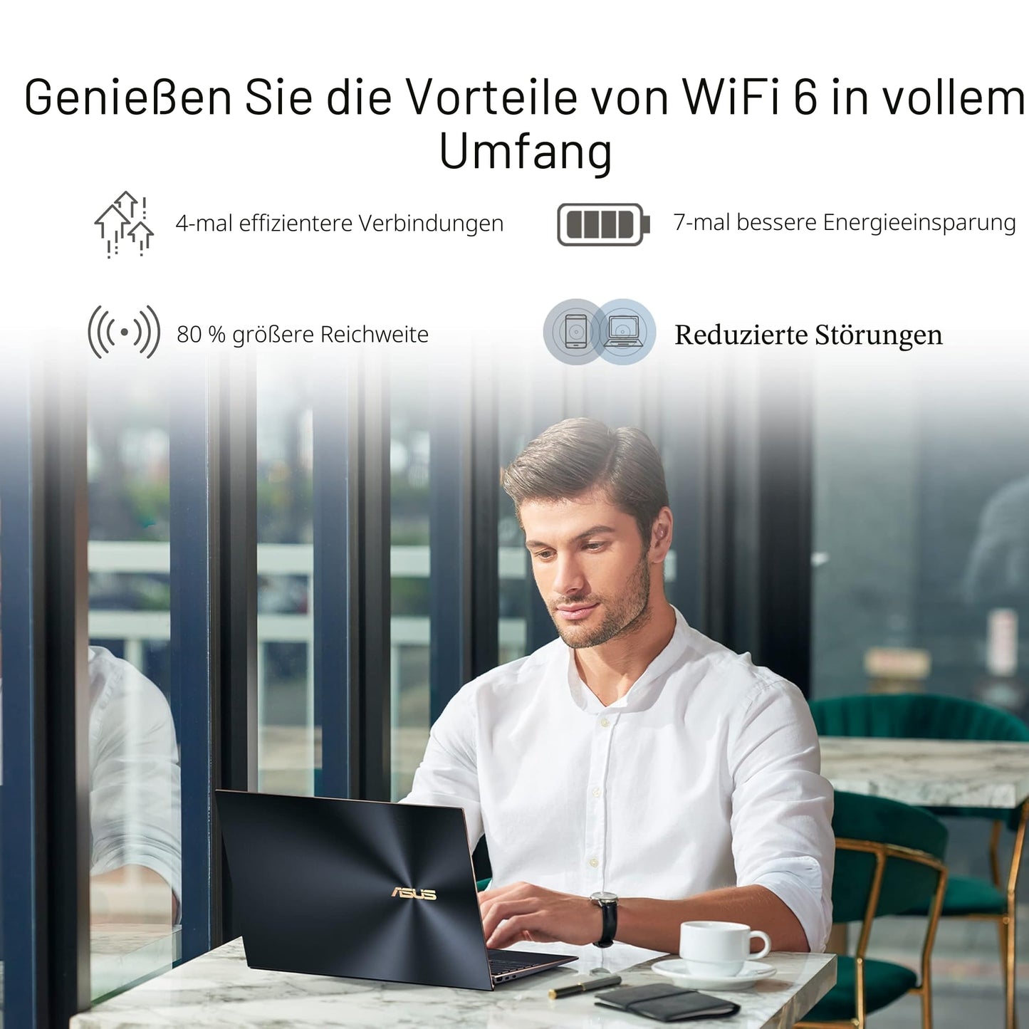 ASUS USB-AX56 Dual-Band AX1800 USB WLAN Adapter (WiFi 6, External Antenna, WPA3 Security, Plug and Play) - 90IG06H0-MO0R00