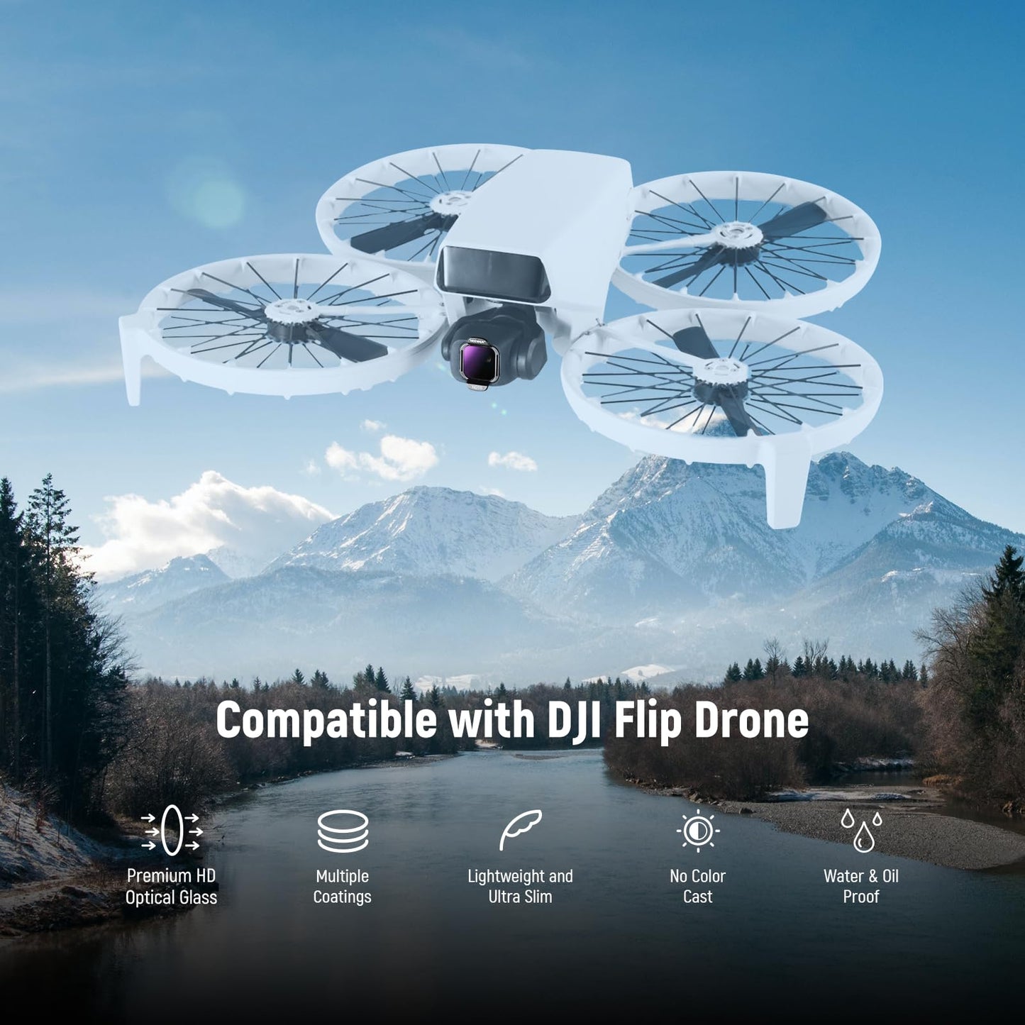 NEEWER ND Filter Set, Compatible with DJI Flip/Lito X1 Drone, ND8, ND16, ND32, ND64 Attachable, Multi-Coated HD Neutral Density Lens Filter Accessory Set, FL-N34 - 10105877