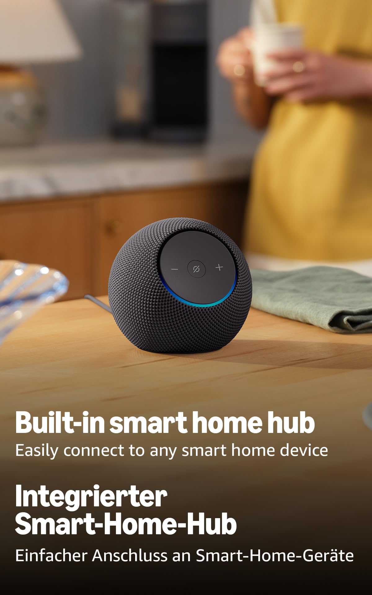 Amazon Echo Dot Max (latest generation), Alexa speaker with room-filling sound and integrated smart home hub, international version, graphite - MA49CA