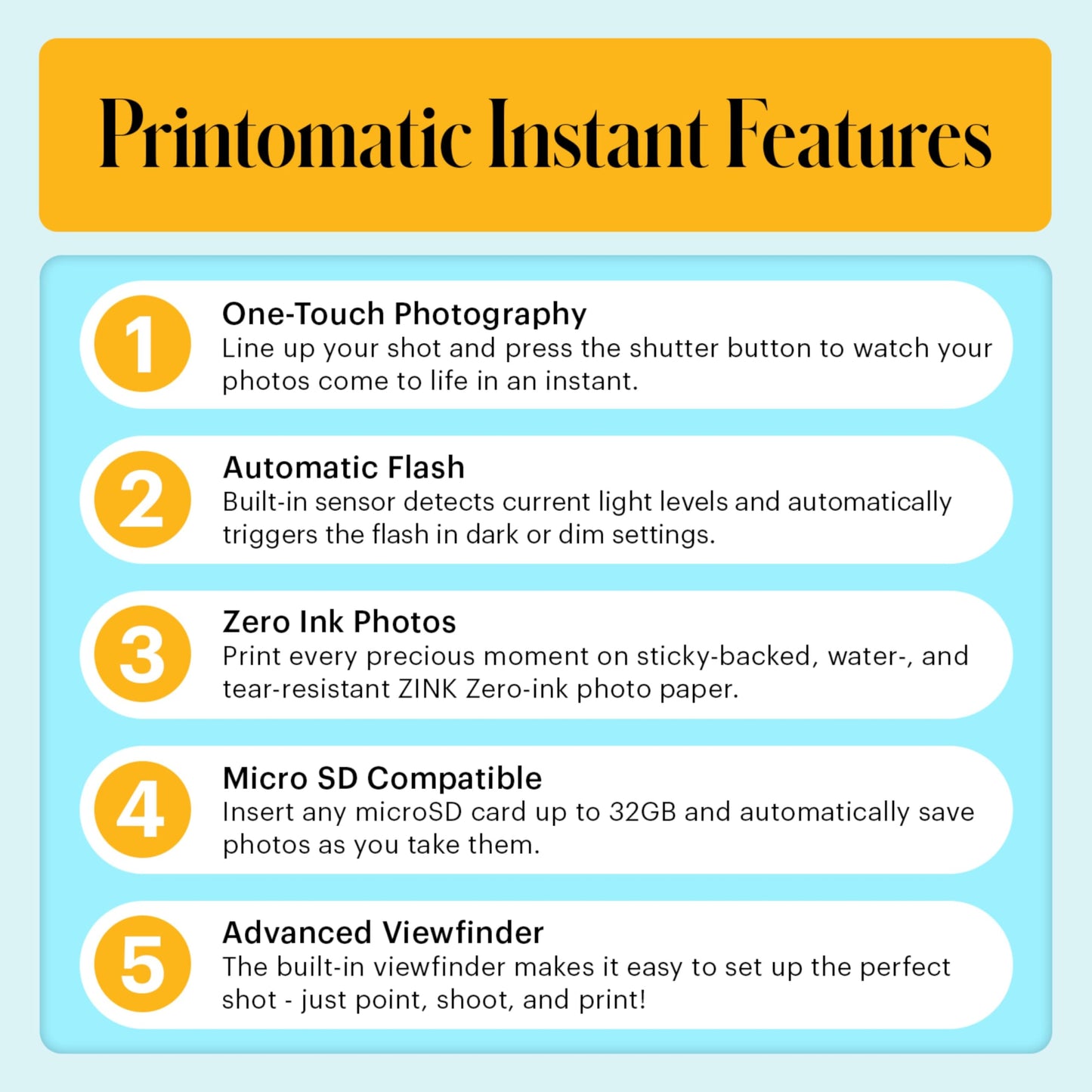 Kodak Printomatic Instant Camera – 75 Sheet Package – 5MP – Zinc 2x3 Photos – Portable – Blue - AMZNBRODMATBL