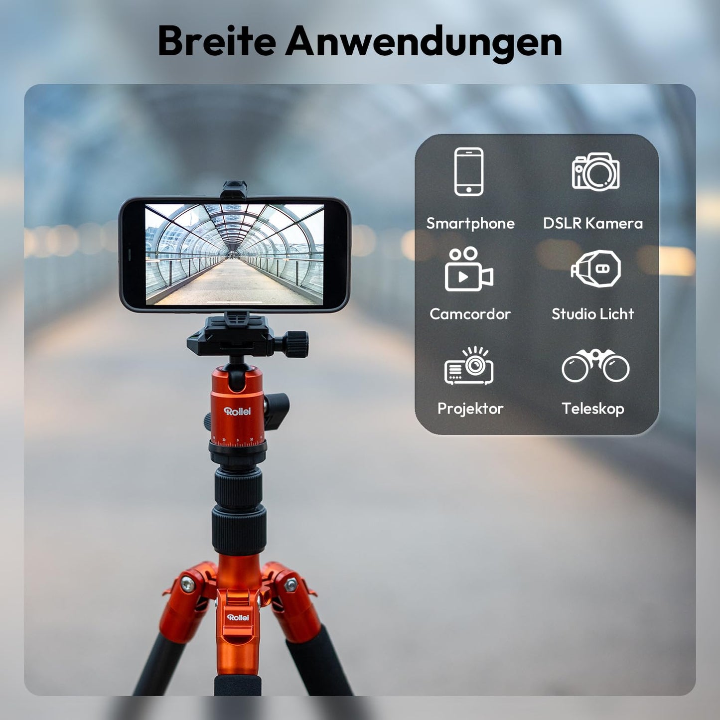 Rollei Compact Traveler No.1 Orange, 145cm Tripod Camera with Ball Head Lightweight Travel Tripod Made of Aluminum Photo Tripod Compact Arca Swiss Compatible Camera Tripod & Monopod for DSLR and Smartphone - 20934