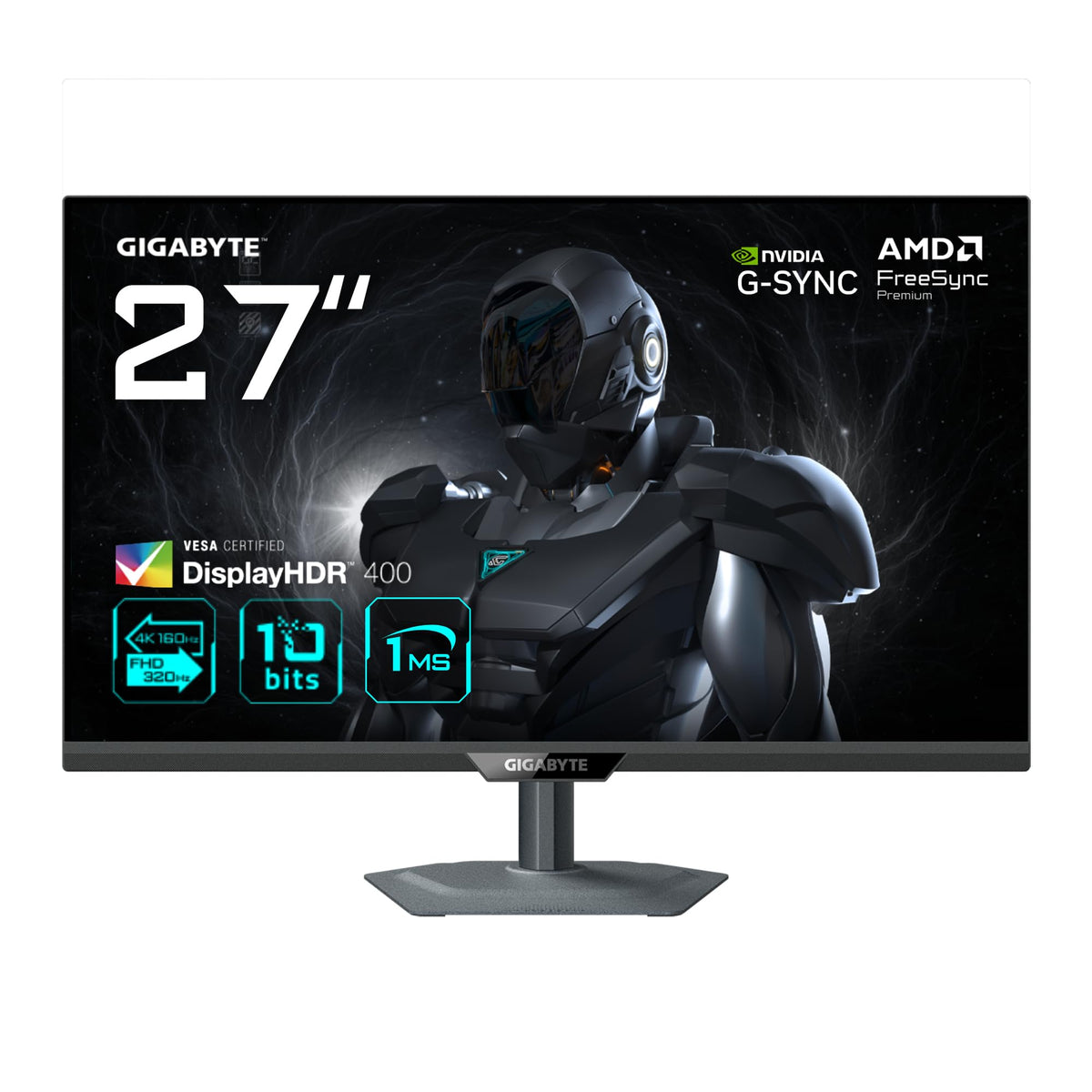 Gigabyte G27U 27” 4K UHD Gaming Monitor - Dual Mode (4K 160Hz or FHD 320Hz), 3840 x 2160, 1ms, 350 cd/m², FreeSync Premium, DisplayHDR400, HDMI 2.1, DisplayPort 1.4