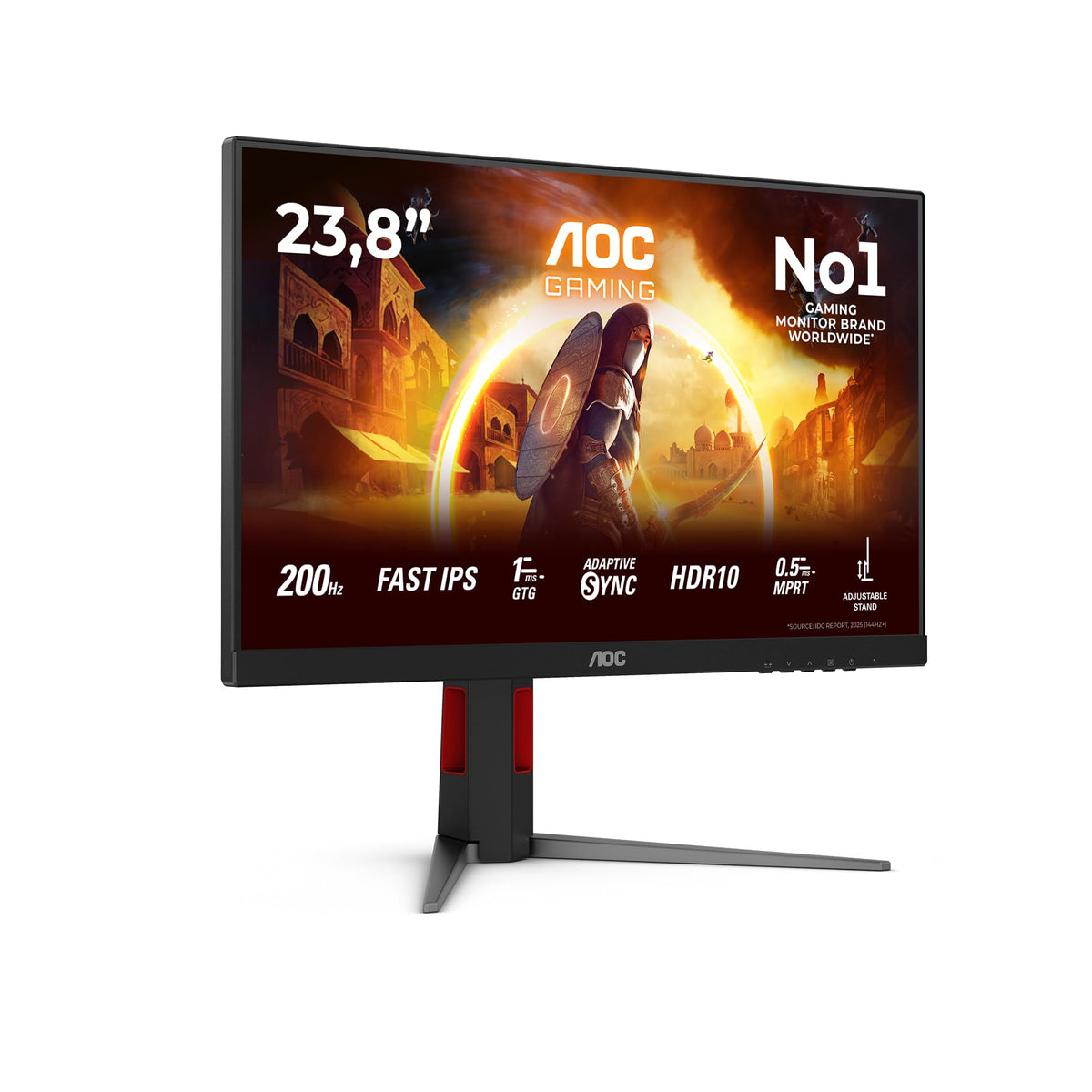 AOC 24G4HA Monitor de Gaming FHD de 24 inch, 200Hz, Panou Fast IPS, 1ms GtG, HDR10, Compatibil G-Sync, Reglare pe înălțime, Difuzoare, (1920x1080 HDMI 2X 2.0 DP 1x 1.4) Negru