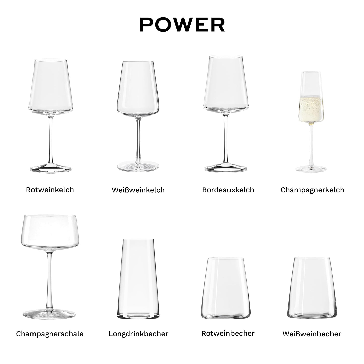 Stölzle Lausitz champagne glasses Power set of 6 240ml - Elegant champagne goblet ideal for sparkling wine & Prosecco - High-quality crystal champagne glasses made in Germany - Dishwasher and shockproof - power