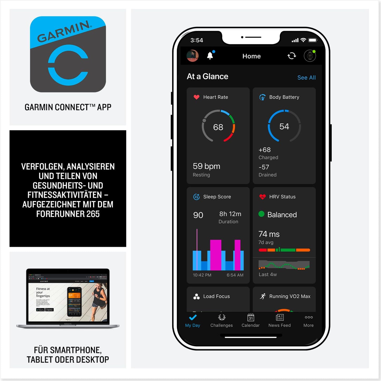 Garmin Forerunner 265 46mm - running watch, 1.3" AMOLED display, 13 days battery life, 30+ sports apps, training analysis, special running functions, training readiness, extended sleep functions, music - 010-02810-12