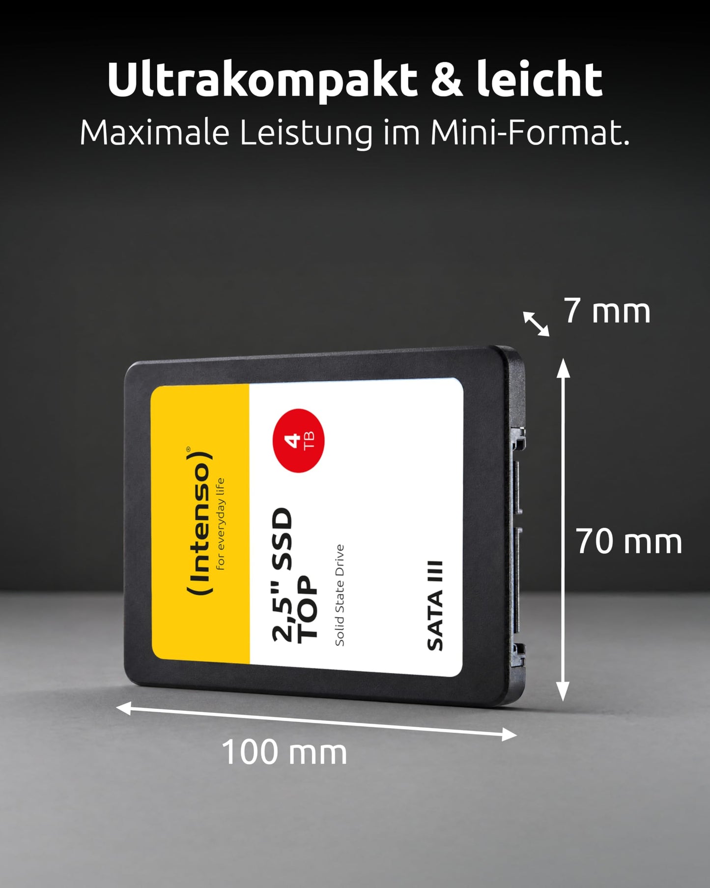 Intenso Internal 2.5" SSD SATA III Top 4 TB, up to 550 MB/s Read & 500 MB/s Write - Quiet, Shockproof & Energy Efficient - SSD for PC & Laptop - 3812480