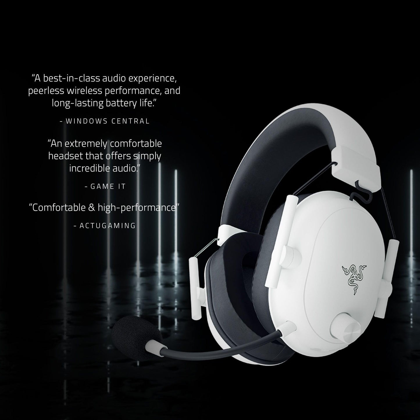 Razer BlackShark V2 Hyperspeed for PC - Wireless e-sports gaming headset ultra light with 280g (super wideband microphone, Triforce Titanium 50mm driver, sound-isolating foam) white - RZ04-04960200-R3M1