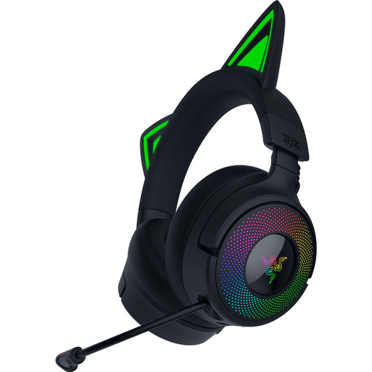 Razer Kraken Kitty V3 Pro - Wireless RGB Kitty Headset for Gaming - Reactive Streaming Cat Ears - Triforce 40mm Drivers - Hyperspeed Wireless & Bluetooth - THX Spatial Audio | Black - RZ04-05170300-R3M1
