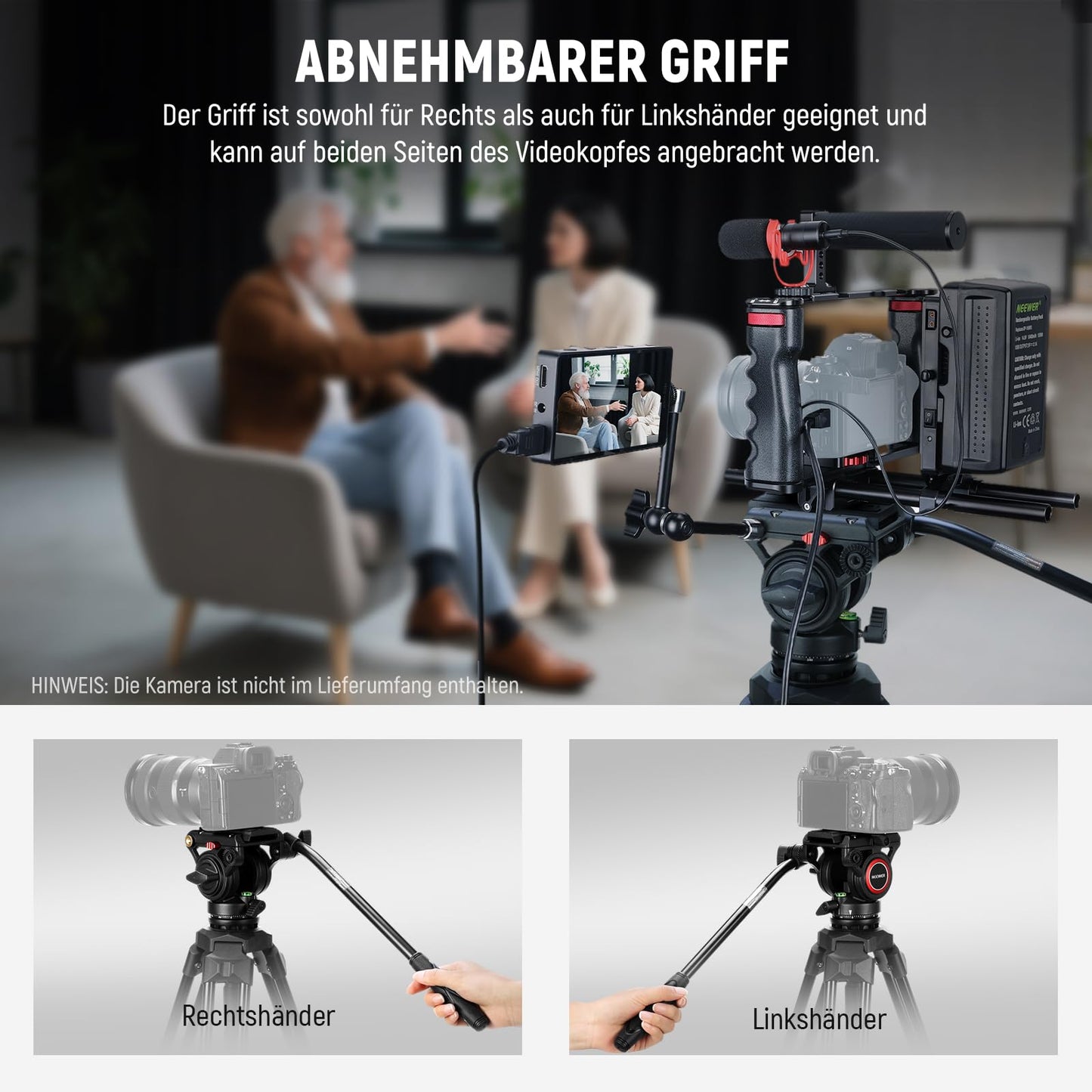 NEEWER Camera Video Tripod with Fluid Head Heavy Duty Lightweight Compact Portable Travel Tripod for DSLR Camcorder Compatible with DJI Gimbals Compatible with Manfrotto QR Plates, Max Load 13.2lbs, TP73
