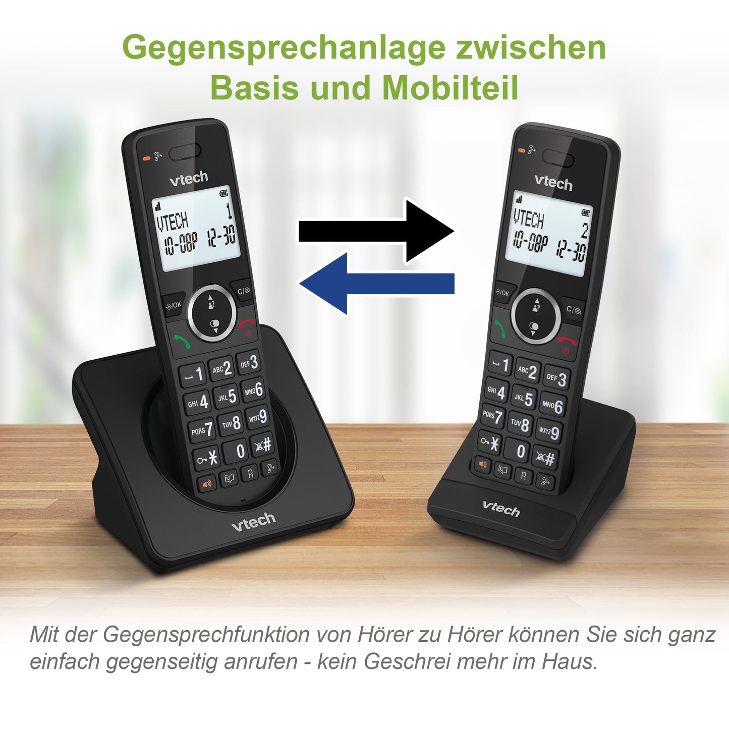 VTech ES2001 DECT Telephone Cordless 2 handsets with call barring, volume control, caller ID/call waiting, 18 hours talk time, speed dial, backlit display & keypad, ECO mode