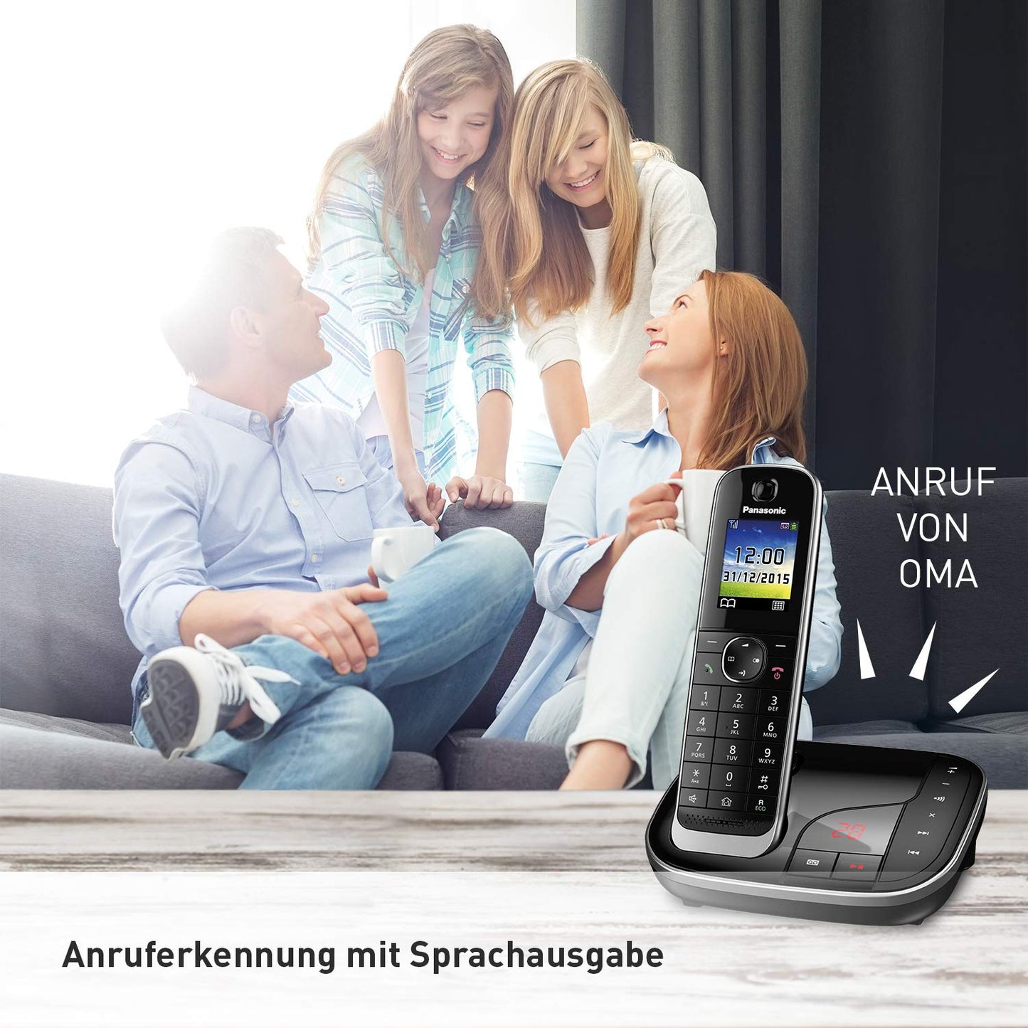 Panasonic KX-TGJ323GB family telephone with answering machine (cordless telephone with 3 handsets, low radiation, call protection) black