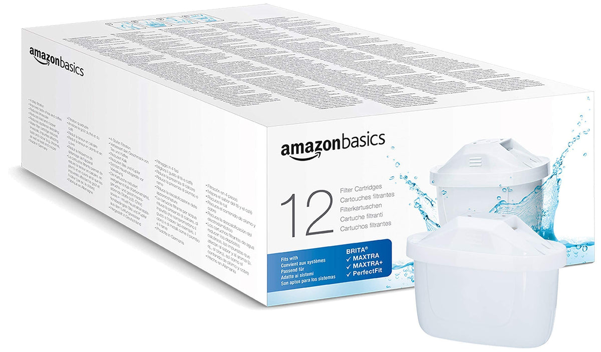 Amazon Basics Brita Filter Cartridges, 12-Pack, Compatible with All Brita Water Filters - 1041107