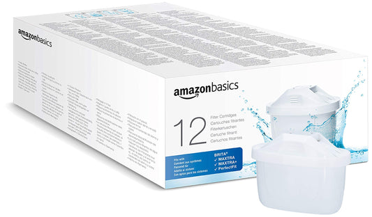 Cartușe de filtrare Brita Amazon Basics, pachet de 12, compatibile cu toate filtrele de apă Brita - 1041107