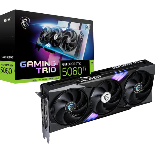 MSI GeForce RTX 5060 Ti 16G Gaming Trio OC - 16GB GDDR7 (28Gbps/128-bit), PCIe 5, Boost: 2647 MHz, HDMI 2.1b, DisplayPort 2.1b - V535-001R