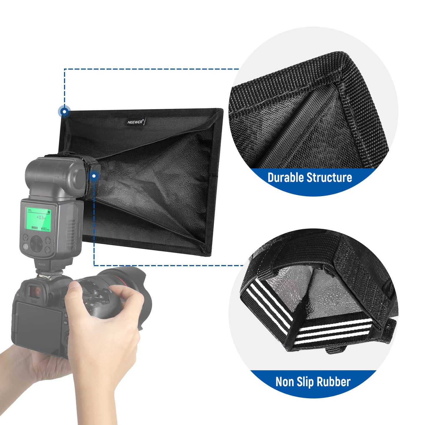 NEEWER Flash Diffuser Light Softbox 11" x 8", Universal Foldable with Storage Bag Compatible with Canon Nikon Sony Godox Yongnuo NEEWER speedlight - NS-1108
