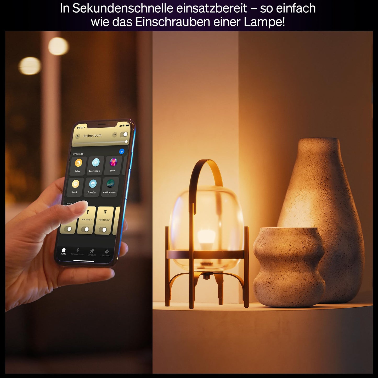 Philips Hue White & Color Ambiance E27 LED light bulb, 1100lm, 16 million colors, dimmable LED light, bulb controllable via app and voice, compatible with Amazon Alexa, pack of 1, new generation - 929003853501