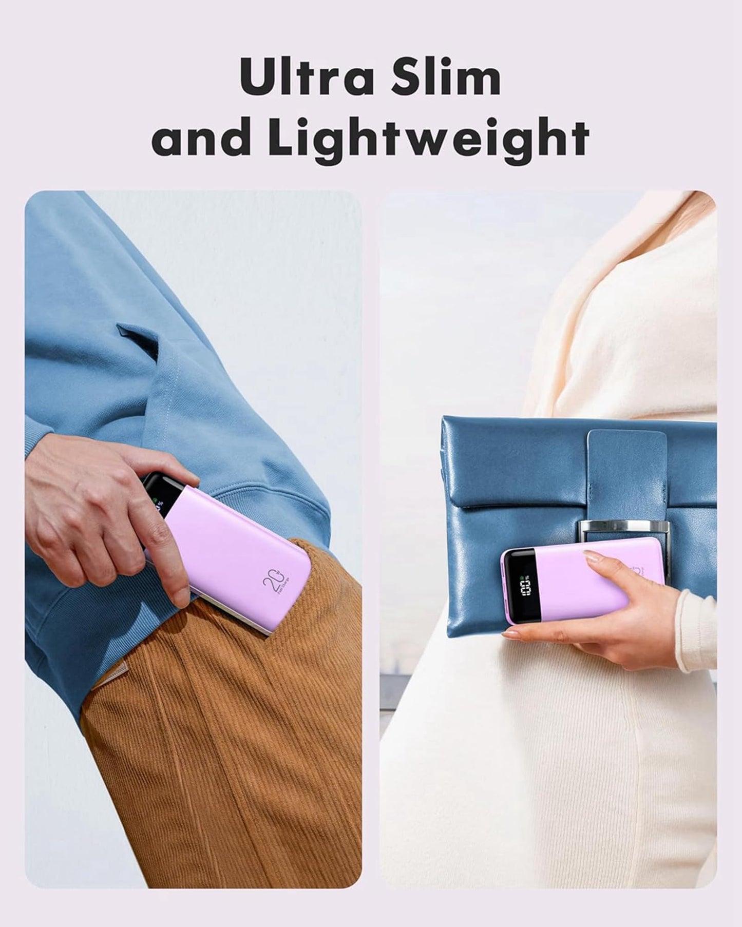 Charmast Power Bank, 22.5W Power Bank 20000mAh with 4 Cables-Purple - C2065