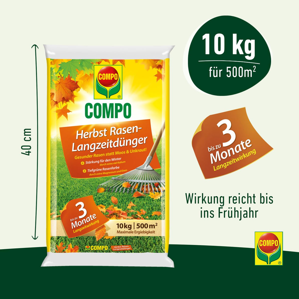 COMPO Îngrășământ de toamnă cu potasiu, 10 kg pentru 500 m², Îngrășământ cu potasiu - 24615