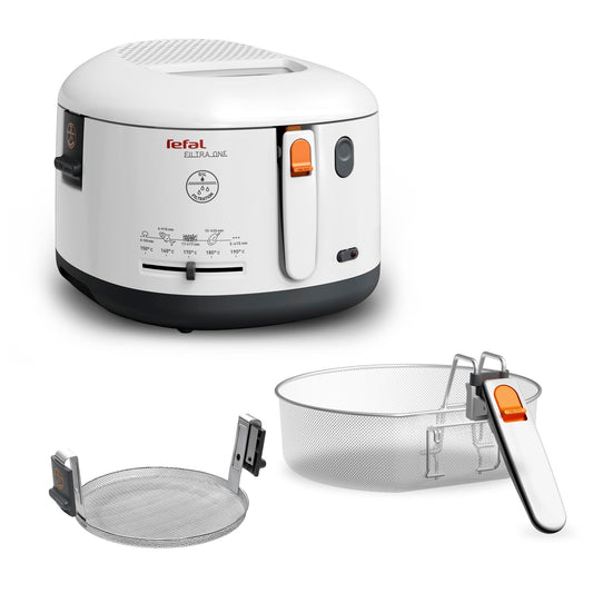 Tefal Fritteuse mit Ölfilter geruchsarm, wärmeisoliert sicher zum Anfassen, kompakt einklappbare Griffe, 150-190°C einstellbar, spülmaschinenfest, für Pommes Nuggets Snacks, antihaftbeschichtet - FF1631