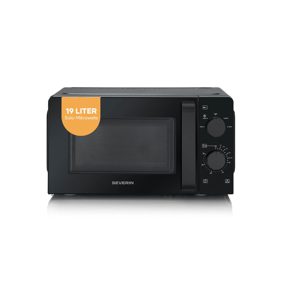 SEVERIN Solo Microwave, Inverter, Defrosting and Heating, 6 Power Levels with Defrost Function, Microwave Oven with Turntable for Even Heat Distribution, 19L, 700W, Black, MW 7580